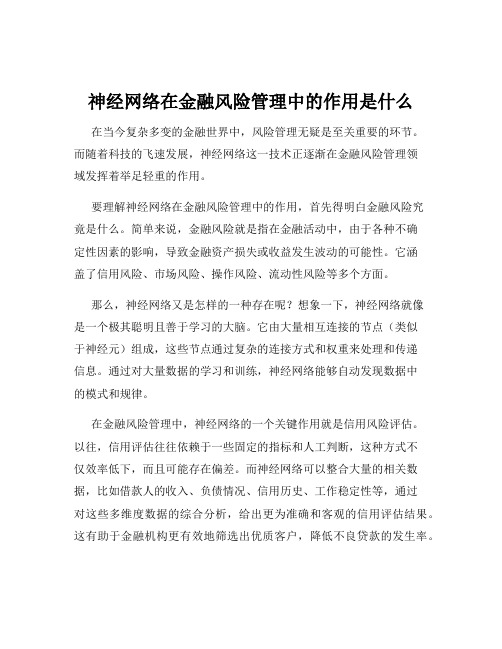 神经网络在金融风险管理中的作用是什么