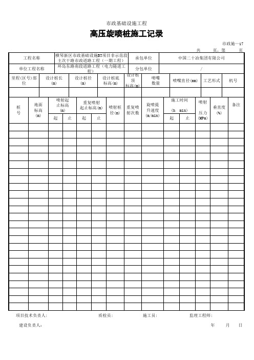 001-市政施—17 高压旋喷桩施工记录