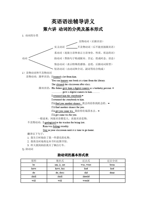 初中英语语法学习之第六讲动词的基本形式