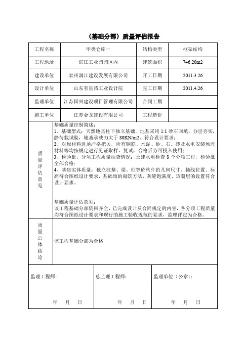 工程监理质量评估报告