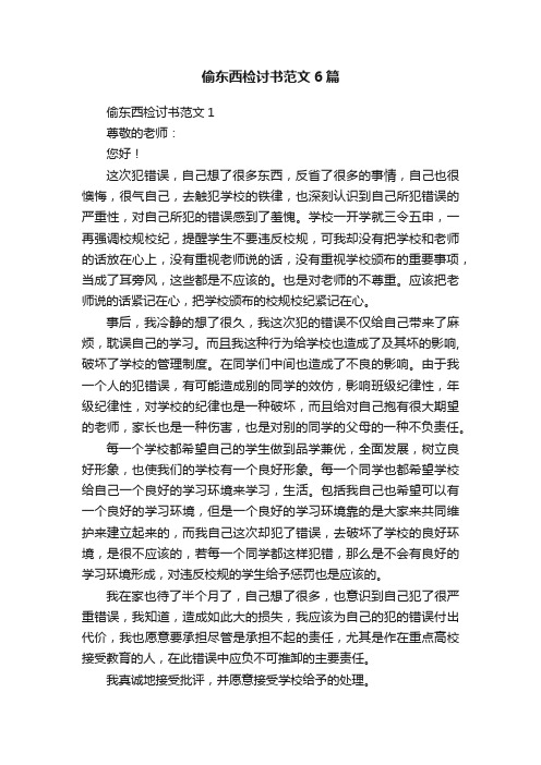 偷东西检讨书范文6篇