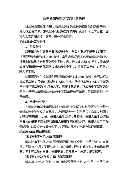 初中新加坡留学需要什么条件