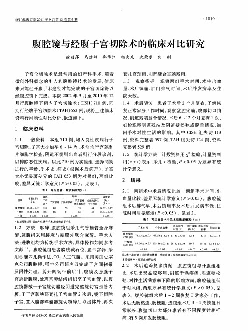 腹腔镜与经腹子宫切除术的临床对比研究