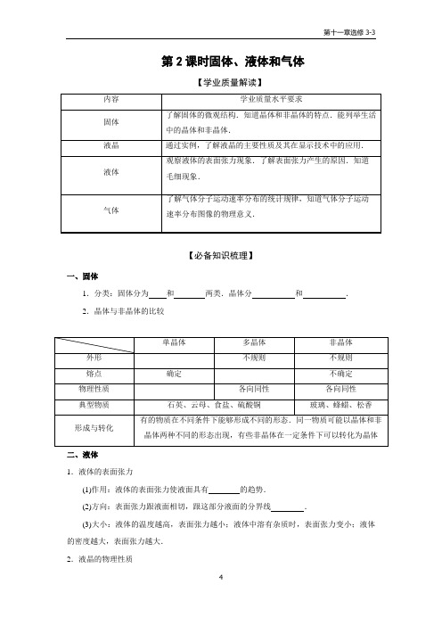 2021届高考物理一轮复习——2气体、液体和固体(含答案)