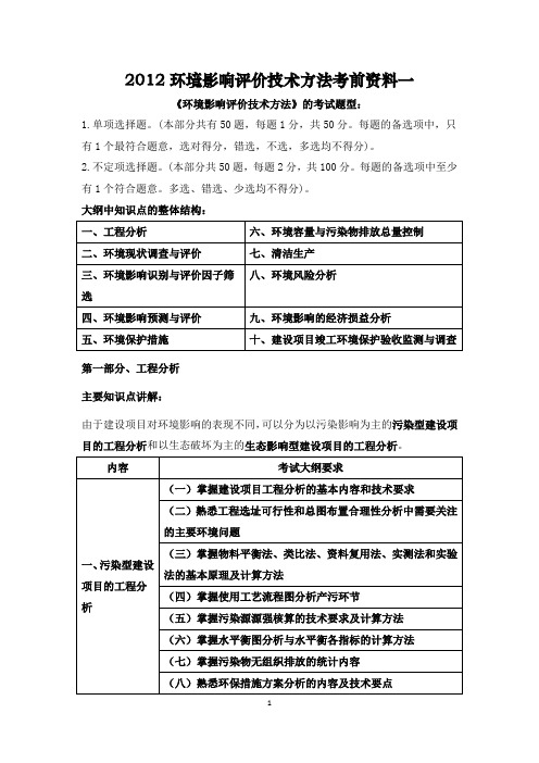 2012环境影响评价技术方法考前资料一