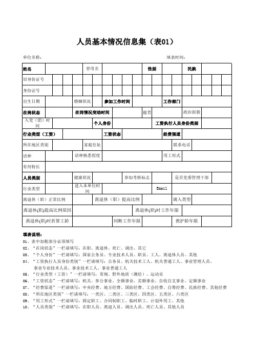 01人员基本情况信息集