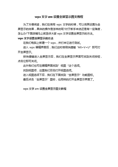 wps文字zm设置全屏显示图文教程