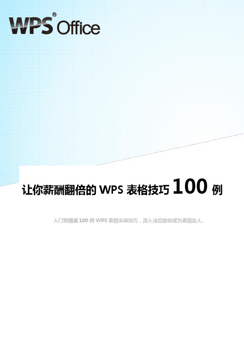 经典WPS表格教程技巧100例