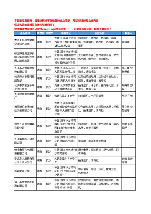 2020新版湖南省长沙抽油烟机工商企业公司名录名单黄页大全60家