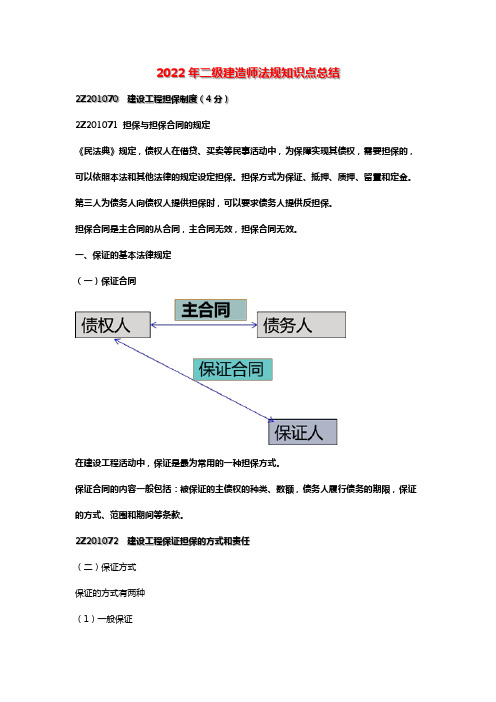 2022年二建法规,建设工程担保制度【知识点总结】