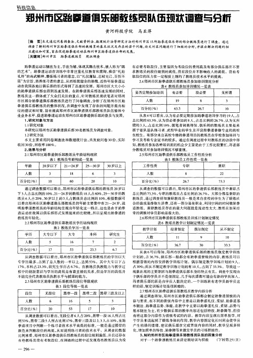 郑州市区跆拳道俱乐部教练员队伍现状调查与分析