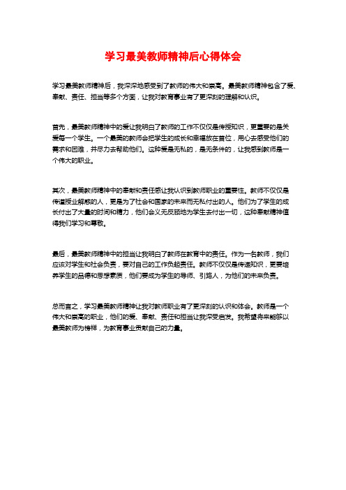 学习最美教师精神后心得体会