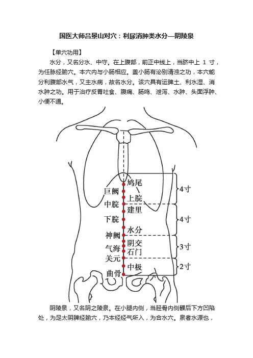 国医大师吕景山对穴：利尿消肿类水分—阴陵泉