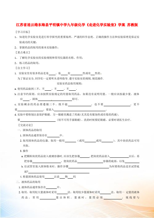 九年级化学《走进化学实验室》学案 苏教版