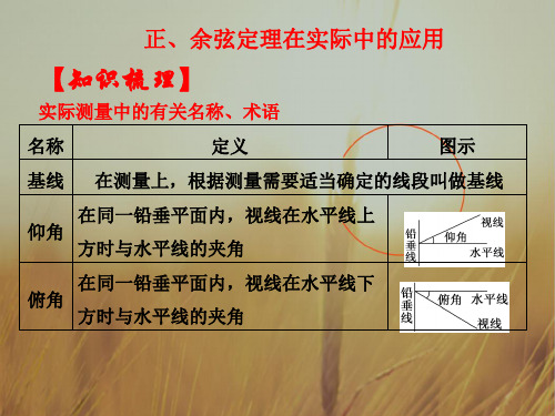 推荐高中数学必修5优质课件：正、余弦定理在实际中的应用 精品