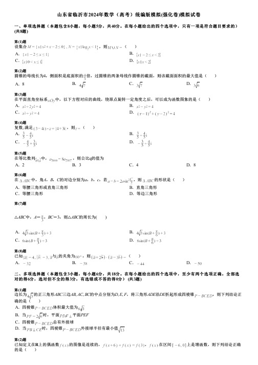 山东省临沂市2024年数学(高考)统编版模拟(强化卷)模拟试卷