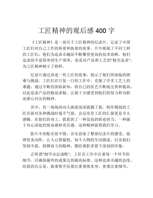 工匠精神的观后感400字