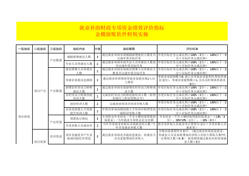 就业补助财政专项资金绩效评价指标台账