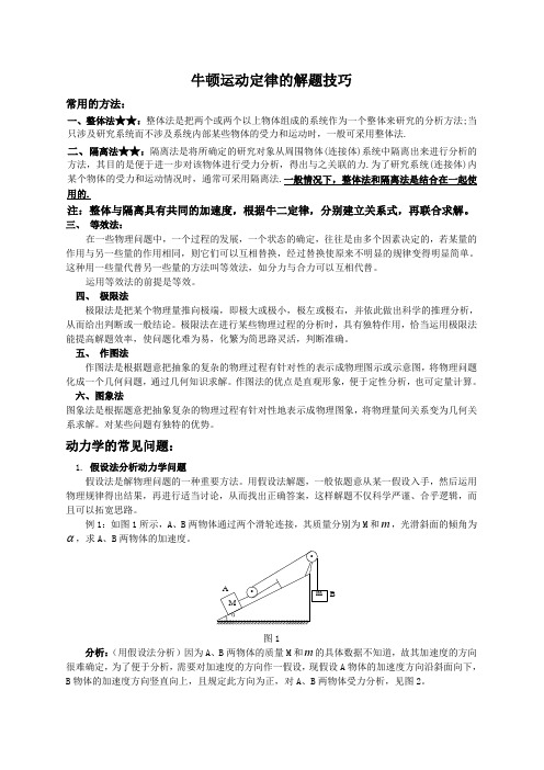 高一物理牛顿运动定律解题技巧