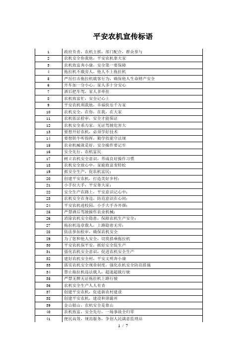 平安农机宣传标语