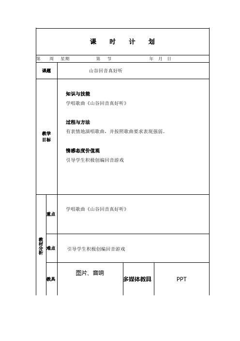 人教版小学音乐二年级下册《山谷回音真好听》教案(电子备课)