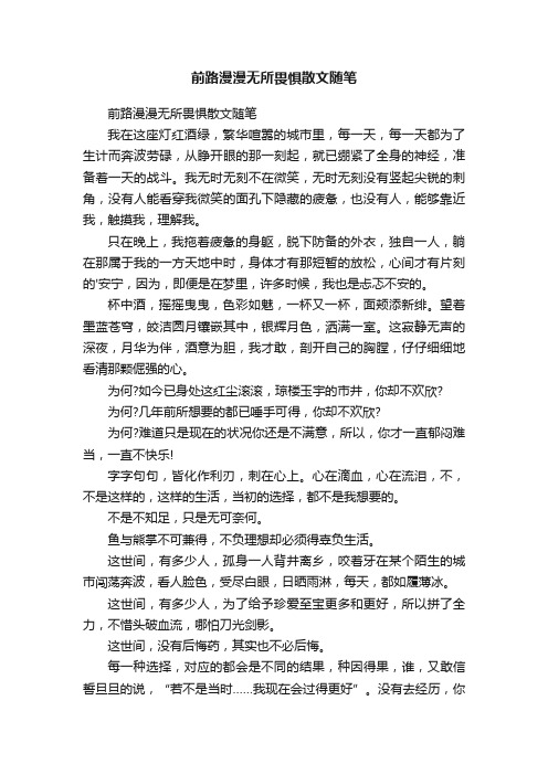 前路漫漫无所畏惧散文随笔