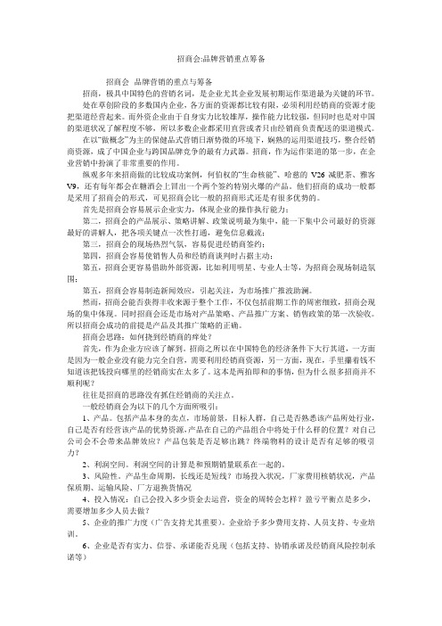 招商会-品牌营销重点筹备