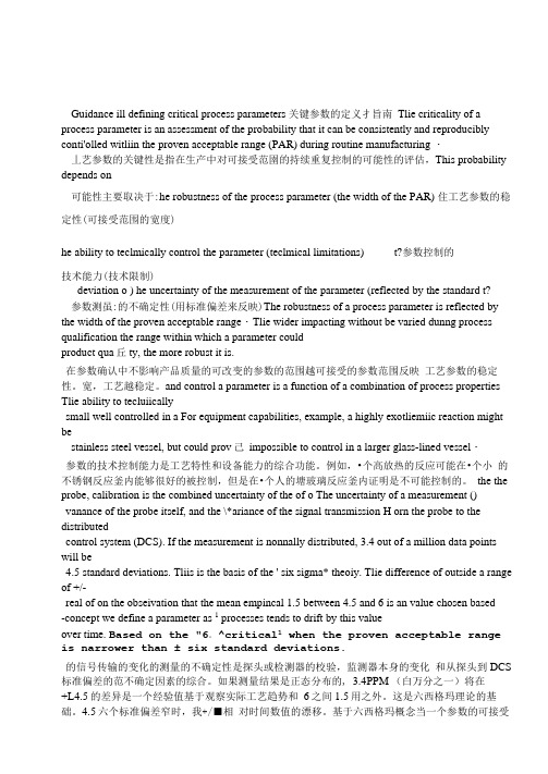 关键工艺参数的定义指引中英对照