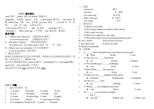 陕旅版小学六年级上册英语Unit 5  重点词汇