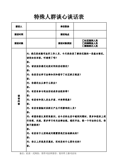 特殊人群谈话表(社区矫正)