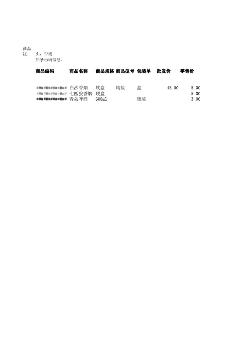 通用商品条形码目录