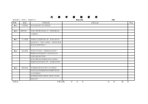 企业测量管理体系内审检查表