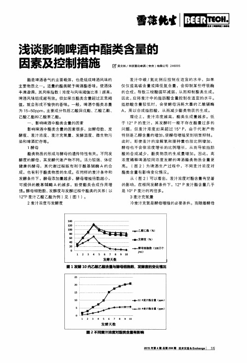 浅谈影响啤酒中酯类含量的因素及控制措施