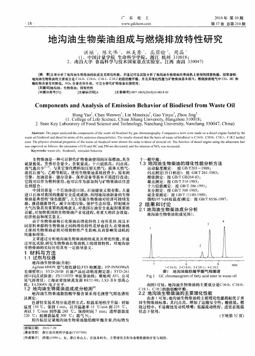 地沟油生物柴油组成与燃烧排放特性研究