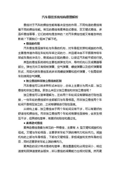 汽车悬挂系统结构原理解析