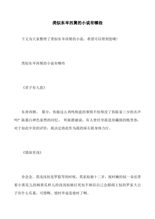 类似东岑西舅的小说有哪些