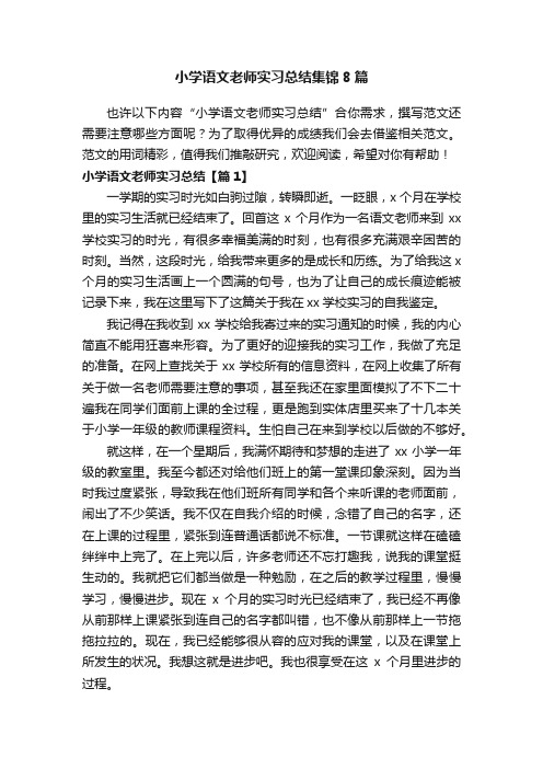 小学语文老师实习总结集锦8篇