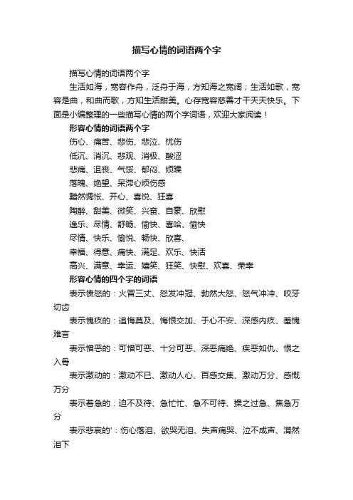 描写心情的词语两个字