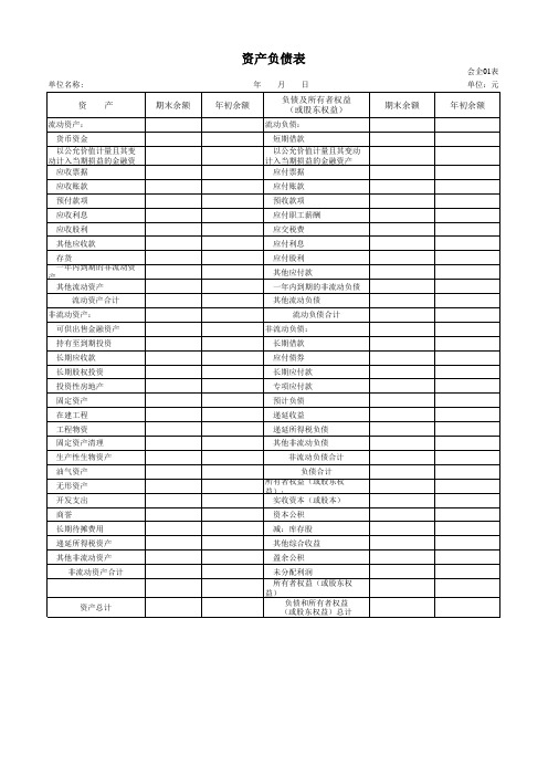 会企01表-资产负债表
