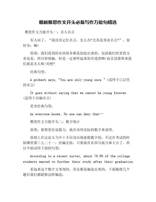 最新雅思作文开头必备写作万能句精选