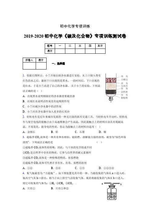 2019-2020学年初中化学《碳及化合物》专项训练模拟测试(含答案) (448)