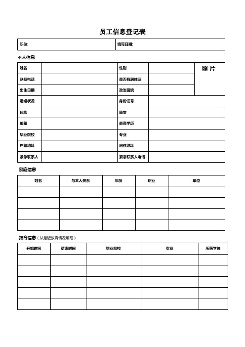 员工个人信息登记表 (1)