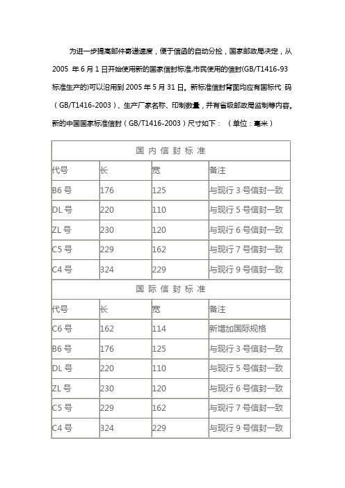 中国国家标准信封