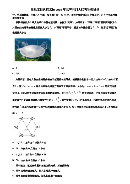 黑龙江省达标名校2019年高考五月大联考物理试卷含解析