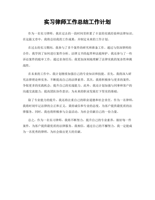 实习律师工作总结工作计划