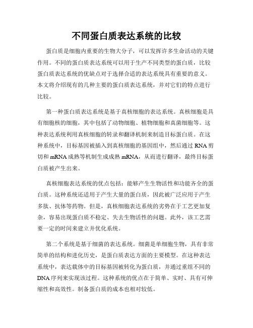 不同蛋白质表达系统的比较