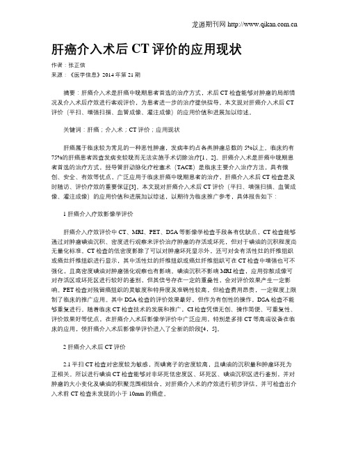 肝癌介入术后CT评价的应用现状