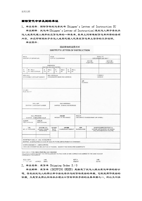 国际物流、国际货代中涉及到地单证