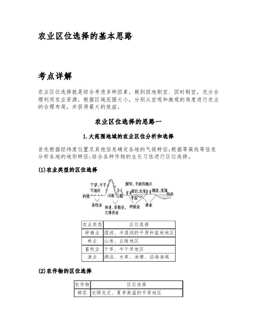 农业区位选择的基本思路