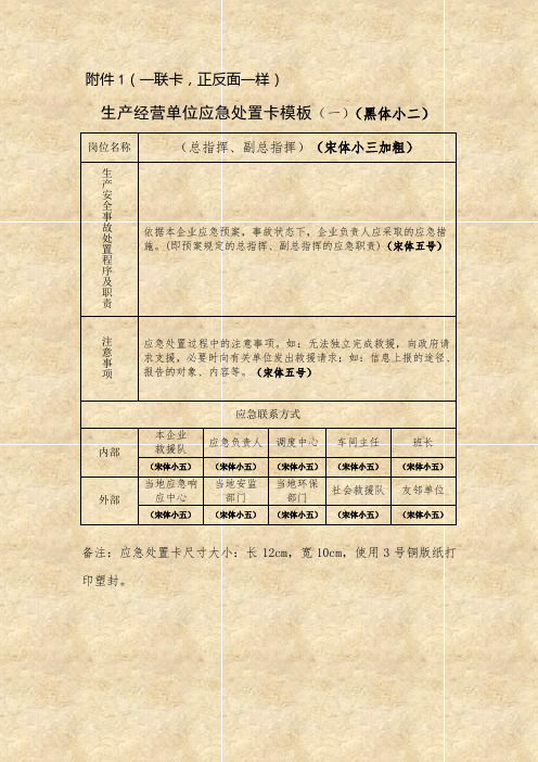 应急处置卡制作样式